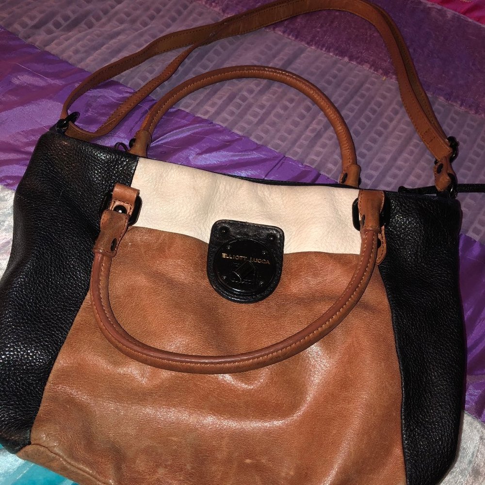 Vintage Elliot Lucca Tri-Color Leather Satchel